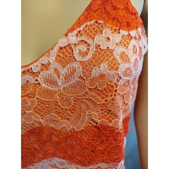SOLA la Fe Orange and White Lace Spaghetti Straps - Picture 3 of 5